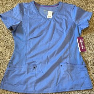 Healing Hands Blue V-Neck Short Sleeve Top
